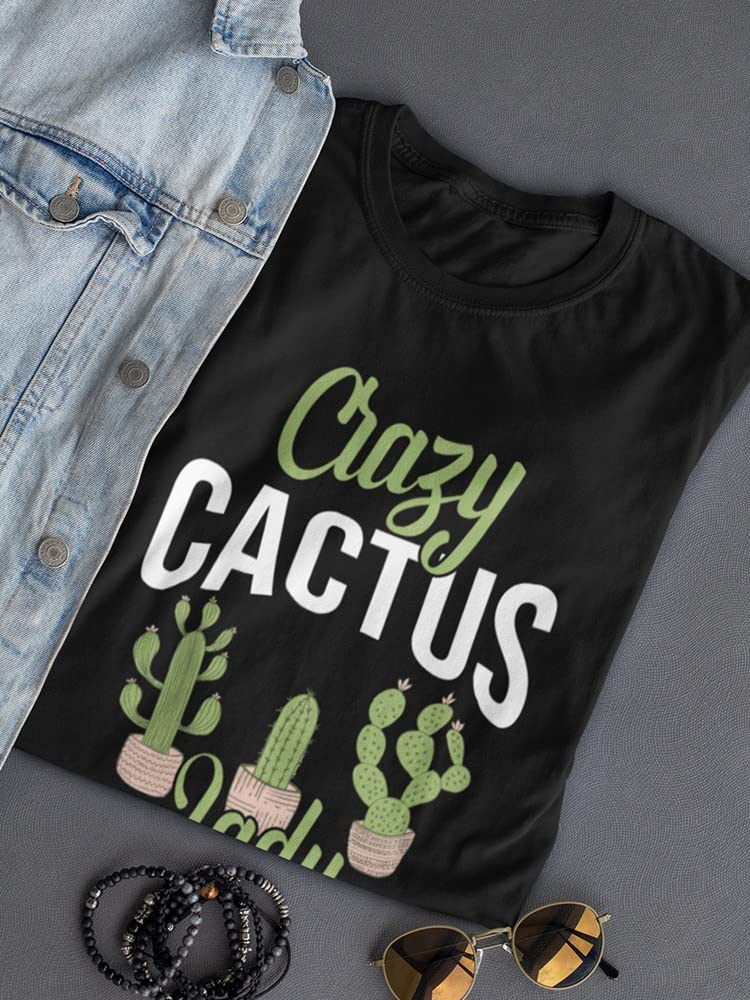 Smartprints Graphic Tee - Crazy Cactus Lady Desert Plants Design - Comfortable Regular Fit Cotton T-Shirt for Women | Perfect for Desert Trips, Gardening & Casual Wear