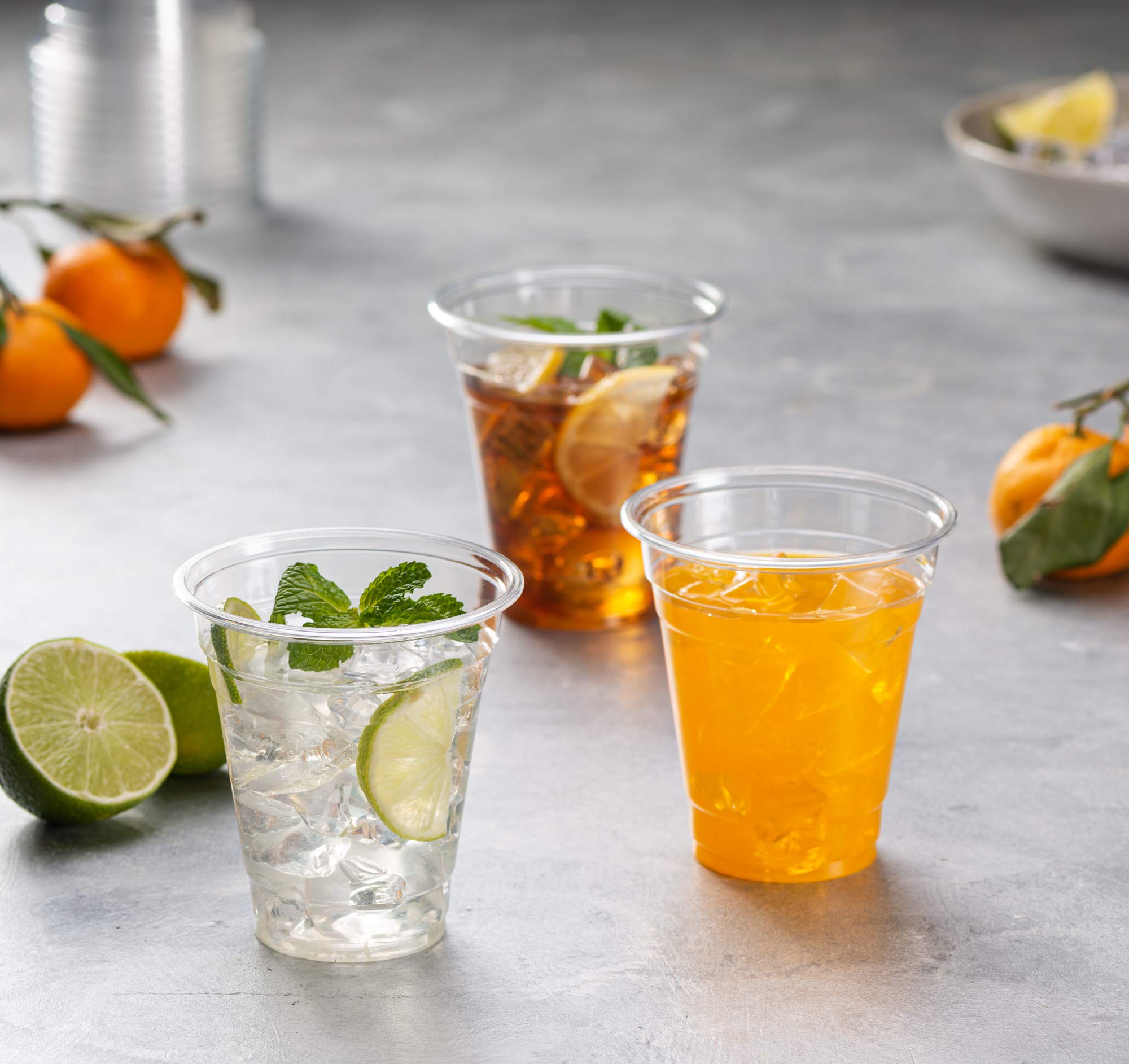 50 Pack 12oz Clear PET Plastic Cups - Disposable Iced Coffee, Cold Drink, Slush, Smoothie & Slurpee Cups - Perfect for Parties, Events, BBQs & Outdoor Gatherings