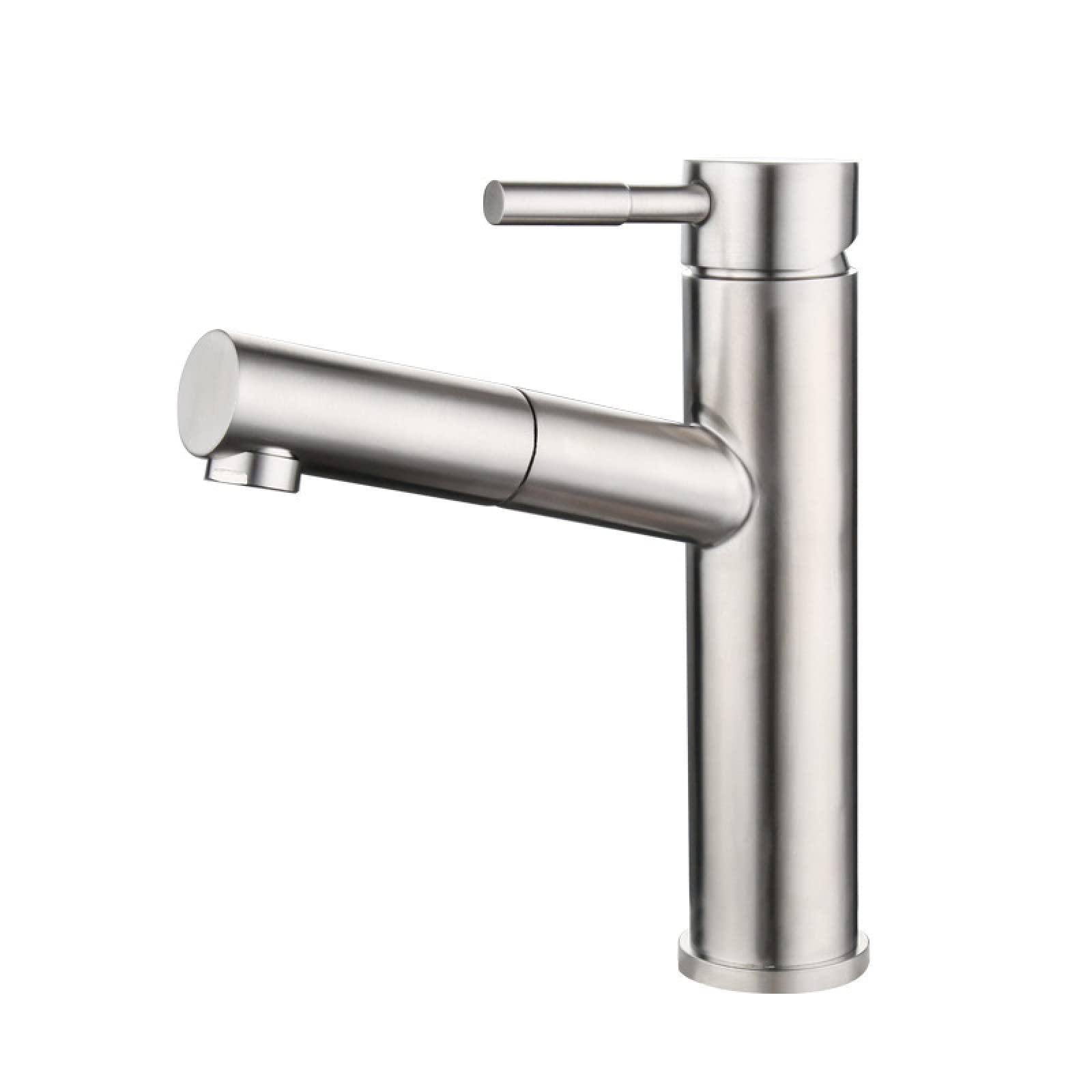 360° Swivel Single Hole Brushed Nickel Bathroom Sink Faucet - Hot and Cold Water One Handle Pull-Out Sprayer for Modern Kitchen & Bathroom Renovation