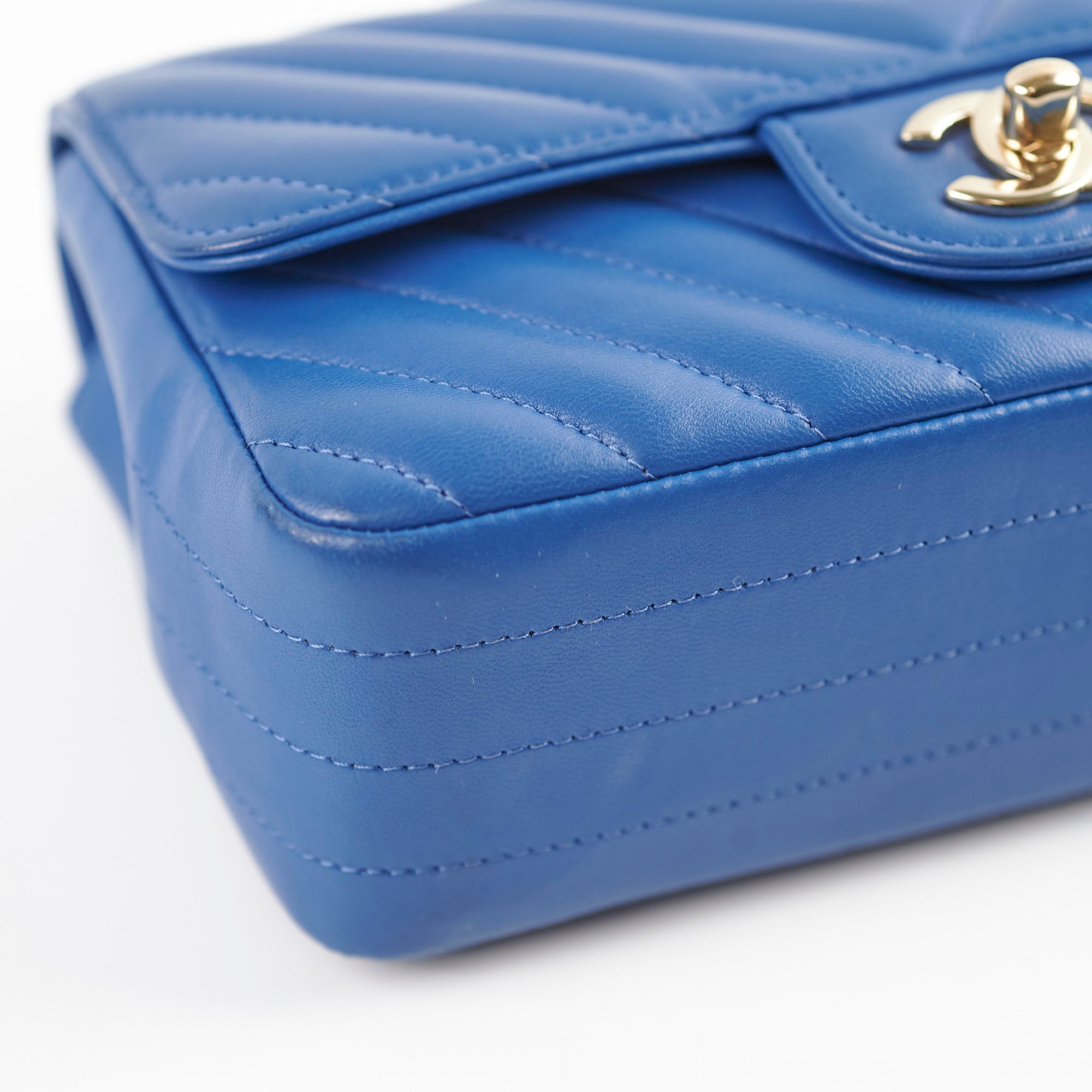 Chanel Mini Rectangular Classic Chevron Lambskin Blue Handbag - Authentic Luxury Crossbody Bag for Women | Perfect for Evening Parties, Date Nights & Special Occasions