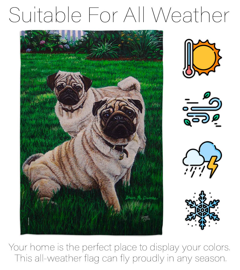 Pugs Love Nature House Flag Set 28x40 - Outdoor Pet Decor for Gardens