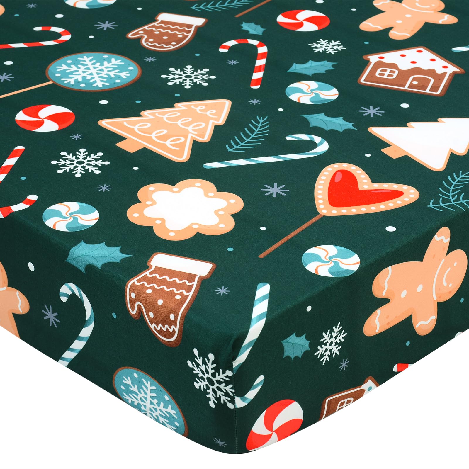 **JISEN Christmas Gingerbread Fitted Crib Sheet for Boys & Girls – Soft, Breathable Baby Crib Mattress Cover (52x28 Inch) – Perfect for Holiday Nursery Decor & Cozy Baby Sleep**