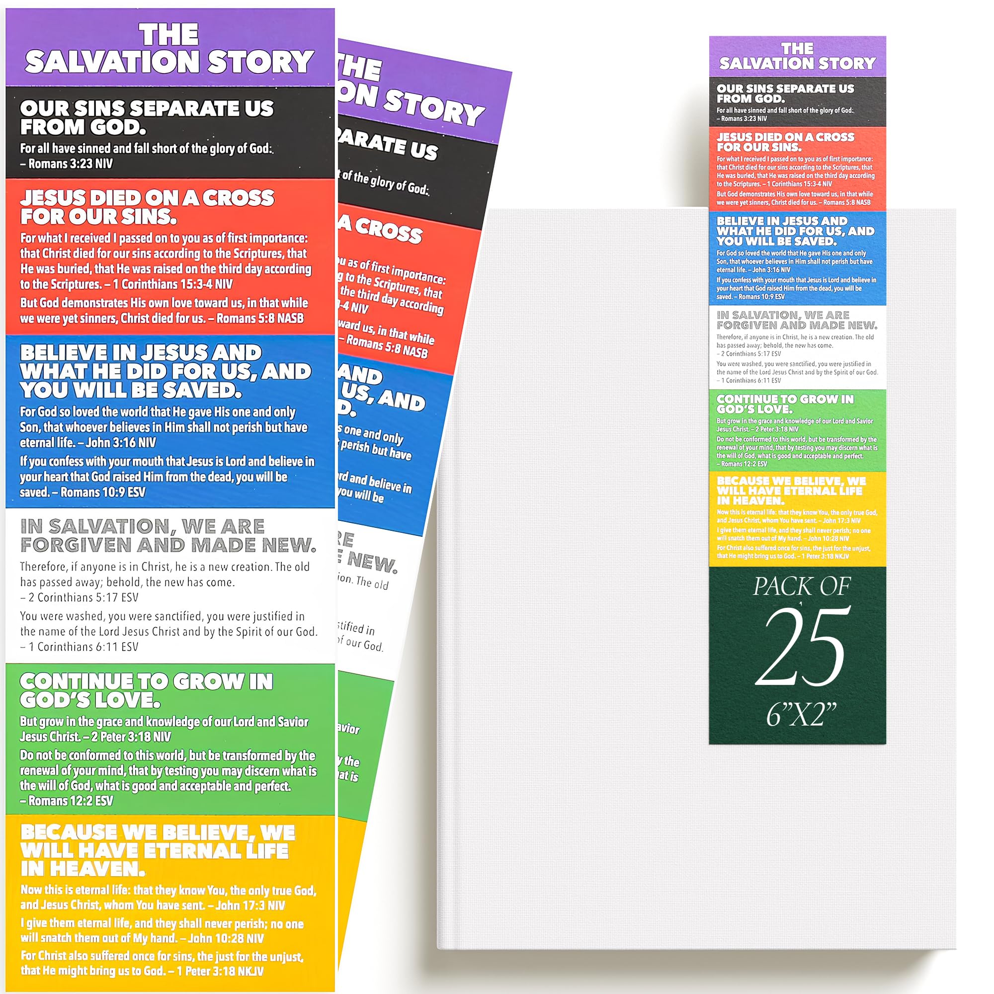 Salvation Story Bookmarks - 2x6 Inch Bulk Pack of 25 - Perfect for Bible Study, Church Events & Christian Gift Giving
