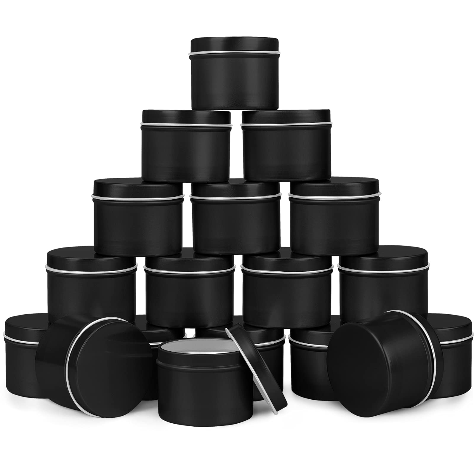DINGPAI 4oz Candle Tin Set - 18 Pack Black Metal Containers for DIY Candle Making, Arts & Crafts, Storage & Holiday Gifts - Perfect for Home Decor, Wedding Favors & Party Supplies