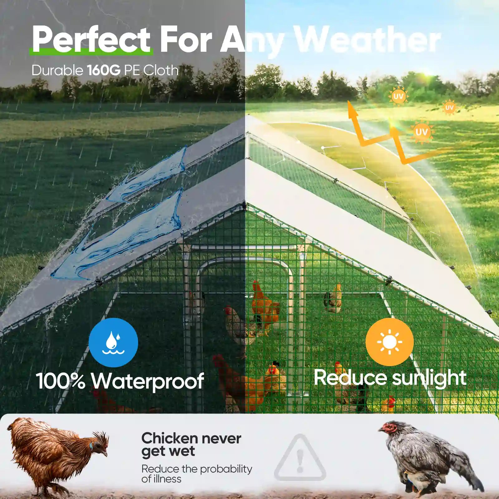 Large Metal Chicken Coop Run - Durable Outdoor Poultry Pen for Hens & Roosters - Perfect for Backyard Farming & Free Range Chicken Keeping