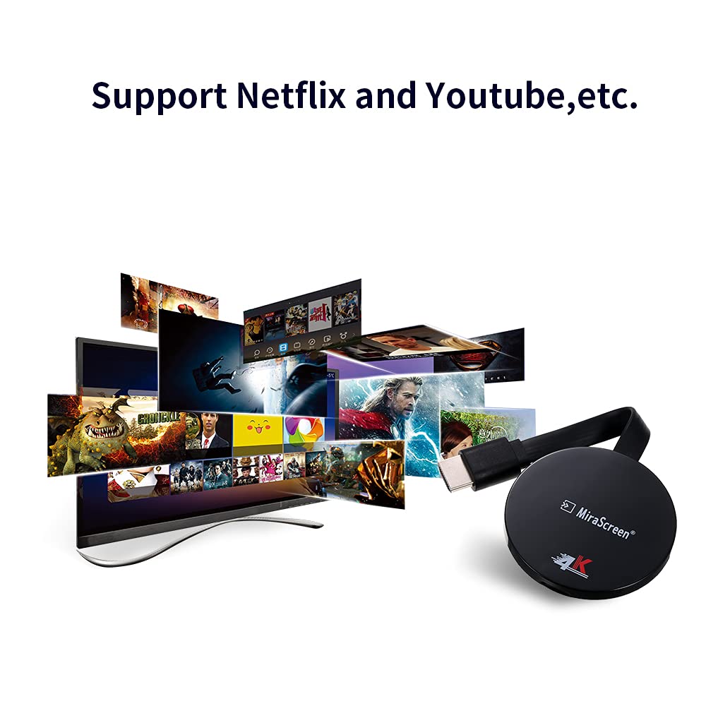 YIWENG Wireless Display Dongle - 1080P HD & 4K Miracast Receiver, WiFi Screen Mirroring Adapter for DLNA/Airplay | Perfect for Home Theater, Office Presentations & Gaming