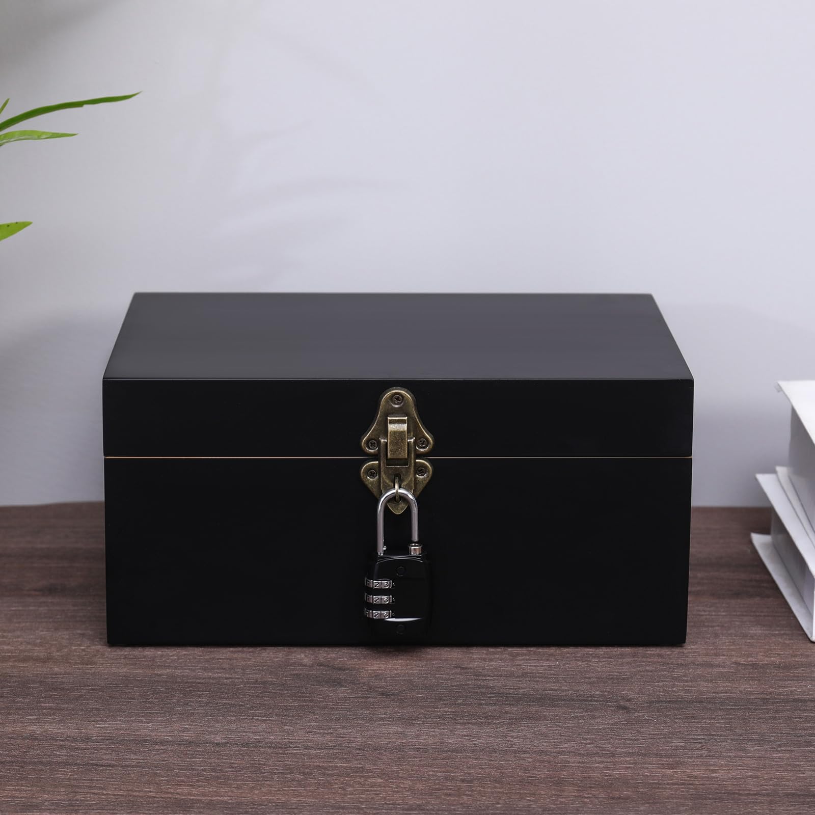 ARTAWEIN Decorative Storage Box Set with Removable Tray & Combination Lock - 3 Glass Jars & Detachable Dividers - Multipurpose Organizer for Jewelry, Makeup, Office Supplies (Black) - Perfect for Home Decor, Gift Giving & Clutter-Free Organization