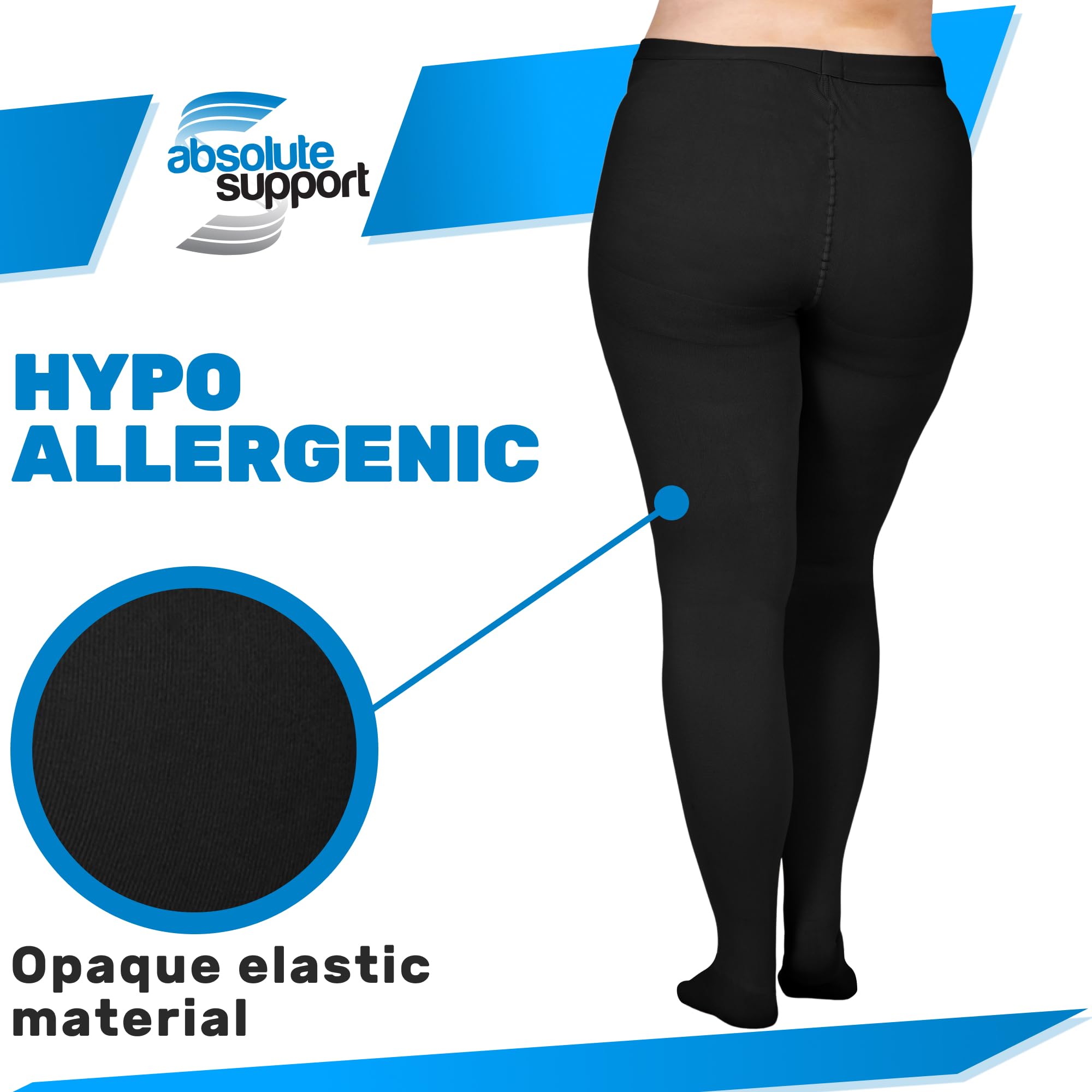 Women's 20-30mmHg Compression Tights (3 Pairs) - Black, Large - for Swelling & Circulation - Perfect for Travel & Recovery