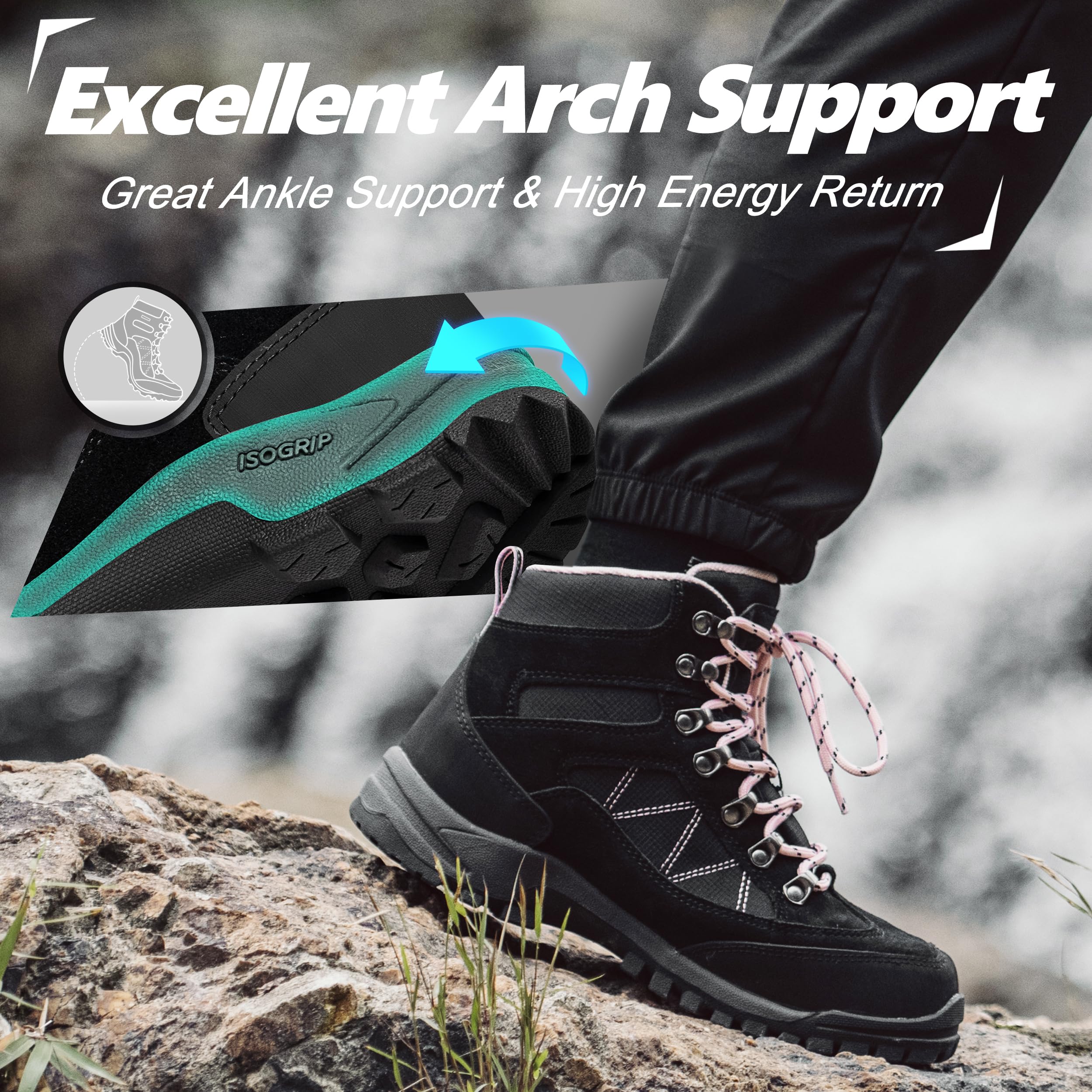 Waterproof Women's Hiking Boots - Lightweight Outdoor Trekking Shoes for Camping & Trail Walking | Perfect for Hiking Adventures & Mountain Climbing