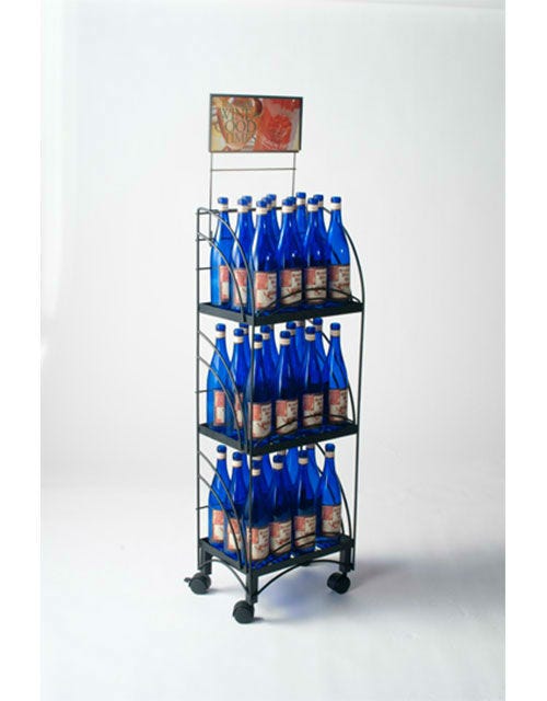 Premium Rolling 3-Tier Wine Display Stand - Portable Retail Merchandiser for Liquor Stores, Bars & Supermarkets (Perfect for Wine Tasting Events & Store Promotions)