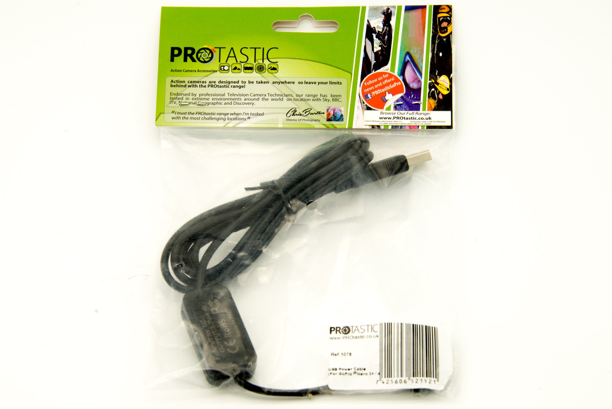 PROtastic USB Power Cable for GoPro Hero3+/Hero4 - Battery Eliminator for Continuous Charging - Perfect for Vlogging, Travel & Outdoor Adventures