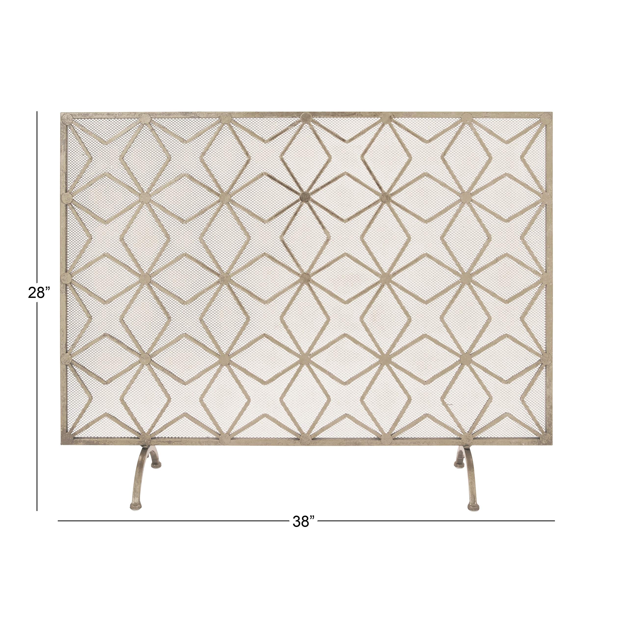Modern Gold Yellow Iron Star Fireplace Screen - Textured Metal Fireplace Guard for Living Room, Bedroom & Home Decor - Heat Resistant & Stylish Safety Barrier