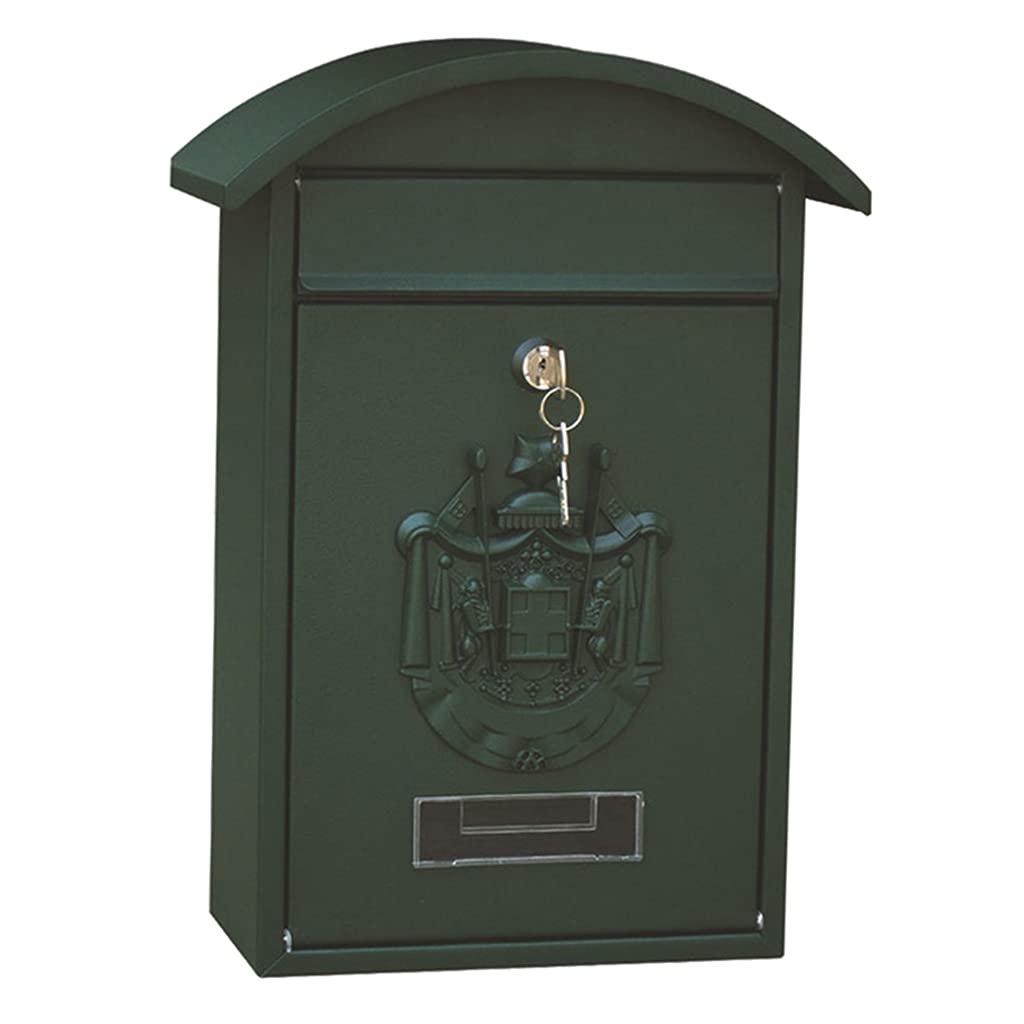 Baoblaze 10x4x14 Inch Metal Wall Mount Mailbox with Secure Locking System - Decorative Letter Drop Box for Home, Office & Garden - Includes 2 Keys (Green)