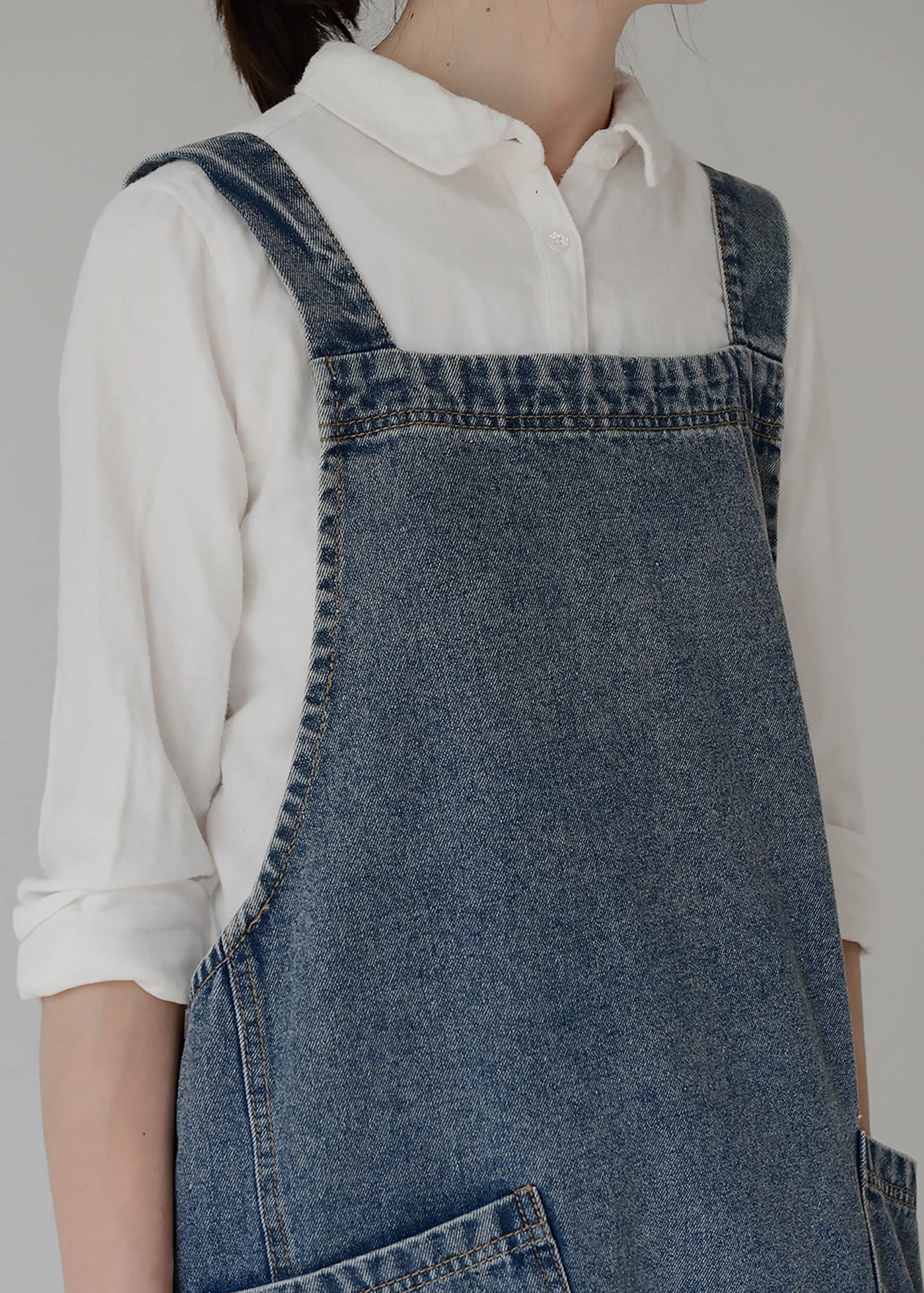 Premium Cotton Denim Apron for Women - Adjustable Chef Kitchen Apron with Pockets - Ideal for Cooking, Baking, Gardening & Painting - Perfect Gift for Home Cooks & DIY Enthusiasts