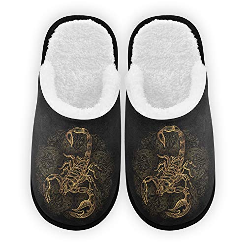 Golden Scorpion Slippers for Women & Men - Cozy Winter House Shoes with Non-Slip Sole, Indoor/Outdoor Comfort Slippers US Size 5-8 - Perfect for Home, Office, and Backyard Relaxation