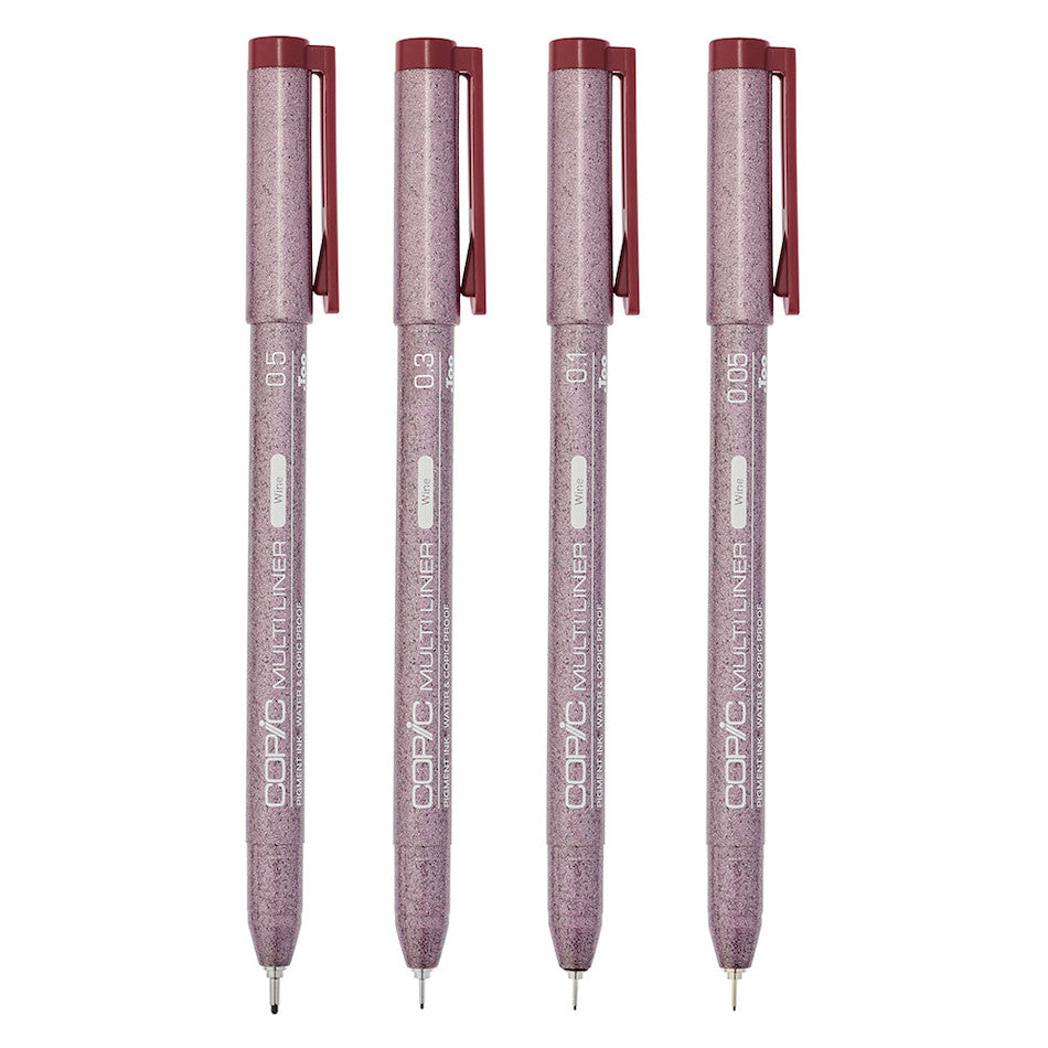 Copic MultiLiner Drawing Pen Set - 4 Pack Wine Color Fine Line Markers for Sketching, Illustration & Calligraphy - Perfect for Artists, Designers & Adult Coloring Books