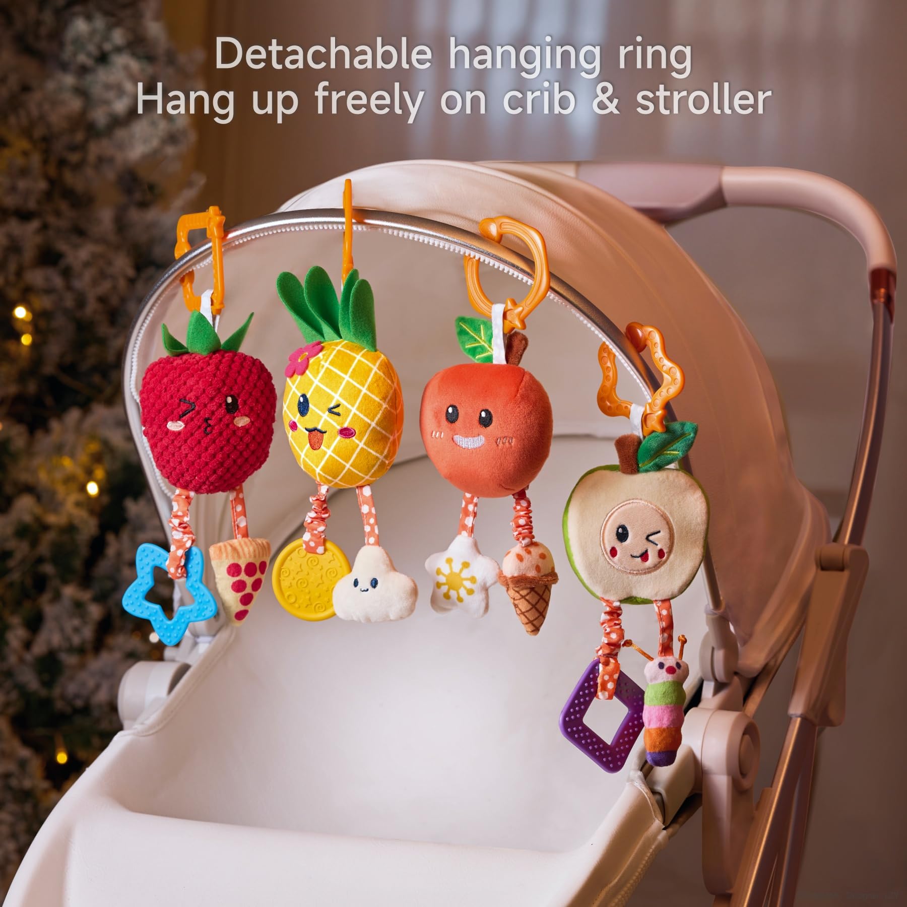 Baby Rattles & Plush Wind Chime Toys for 3-12 Months - Stroller & Crib Mobile for Boys Girls
