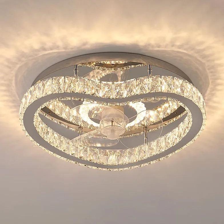 Modern Round Ceiling Fan with LED Light - Energy Efficient Quiet Bedroom Fan - Perfect for Bedroom, Living Room & Nursery Cooling & Lighting