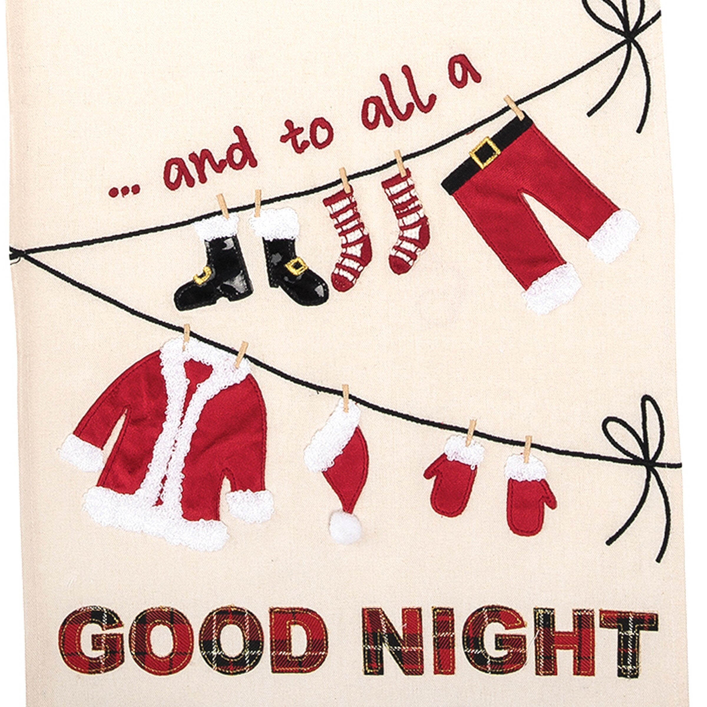 Christmas Santa Table Runner - 12x72 Inch Cotton Embroidered Holiday Decor with Red Pom Poms - Perfect for Dining Table, Fireplace Mantel, and Christmas Party Decorations