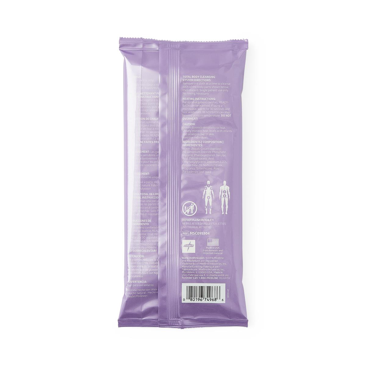 ReadyBath Total Body Cleansing Washcloths - Standard Weight, Soft & Absorbent Bath Towels for Adults & Seniors - Ideal for Bathing, Showering & Personal Hygiene Care