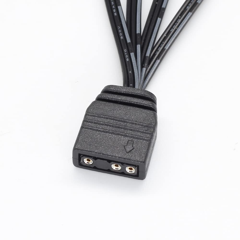 1 to 4 ARGB Splitter Extension Cable - 3 Pin Addressable RGB Splitter for PC Computer Case Fans, LED Strips & ARGB Devices - 2 Pack 13 Inch (33cm) - Perfect for Gaming PC Builds, Custom Lighting Setups & DIY Computer Mods