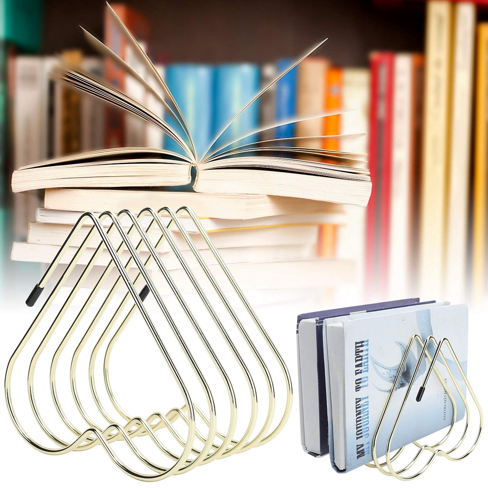 Heart Shaped Bookends - Decorative Book Holders for Home & Office, Unique Bookshelf Organizer for Desktop & Shelves | Perfect for Romantic Gifts, Wedding Decor & Reading Nook Accessories