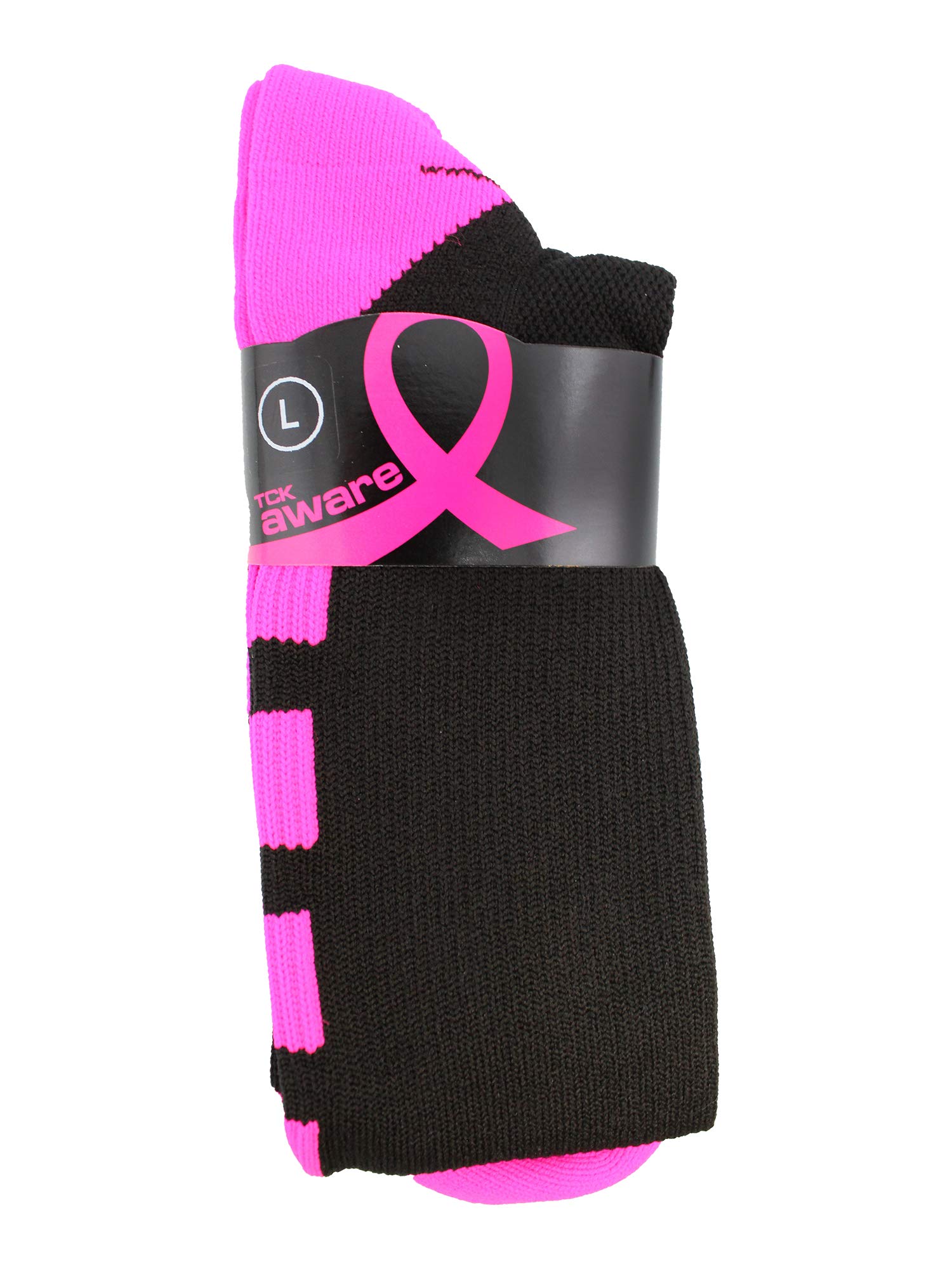 TCK Baseline Pink Ribbon Breast Cancer Awareness Socks - Over The Calf Athletic Socks for Men, Women, Boys & Girls - Perfect for Football, Baseball, Softball Games & Sports Support