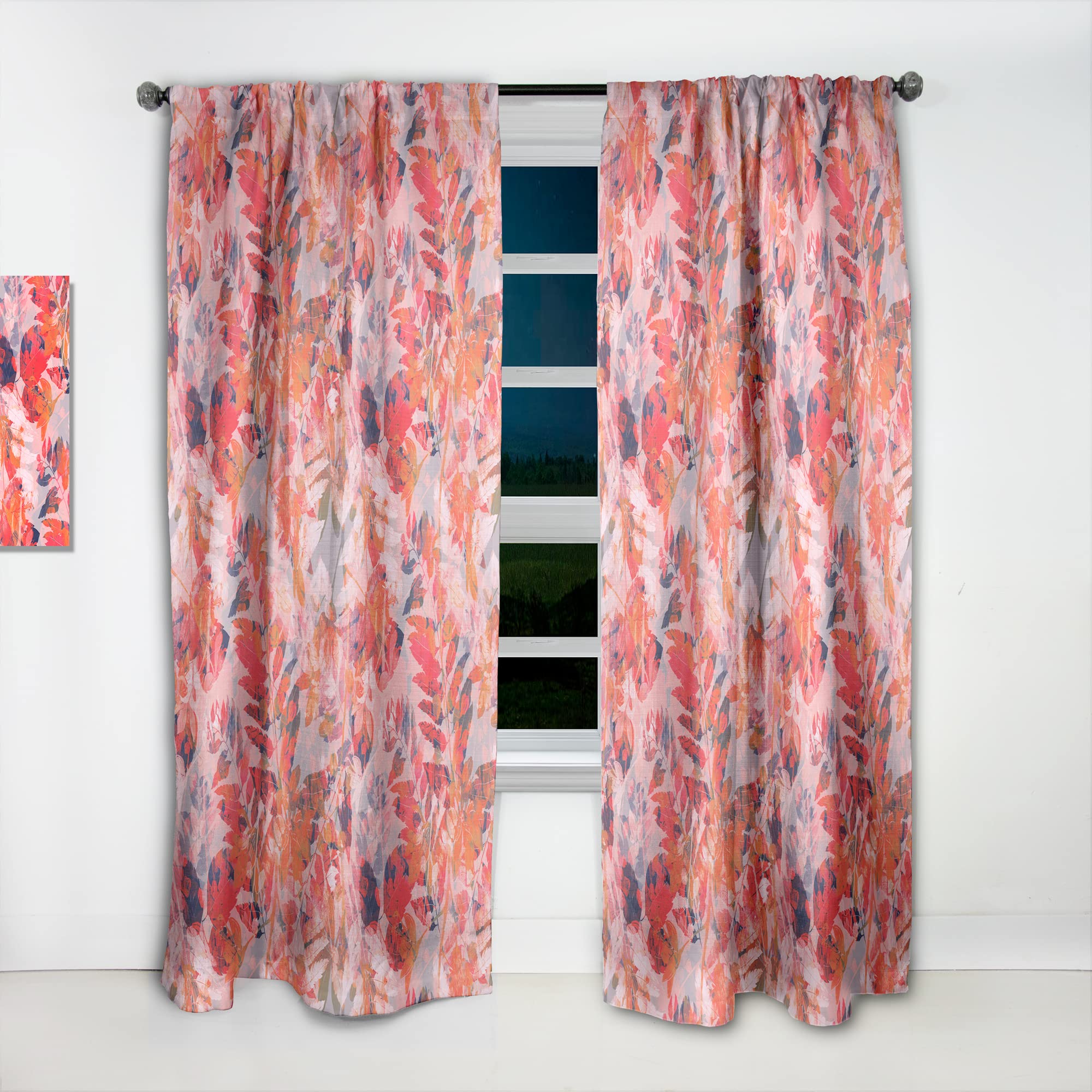 DesignQ Thermal Insulated Curtains - Superimposed Herb Flower Leaf Pattern - 52x120 Single Panel for Bedroom & Living Room | Energy Saving, Blackout Drapes for Home Decor