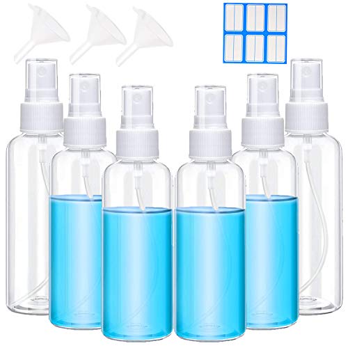 6PCS MEKK Mini Travel Spray Bottles - 2OZ Fine Mist Spray Bottles for Cleaning Solutions, Travel Size, Clear & Refillable | Perfect for Toiletries, Skincare, Haircare & Home Cleaning