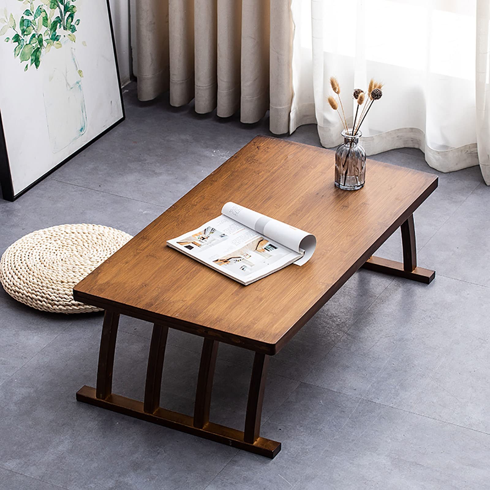 Japanese Style ZSH Bamboo Coffee Table - Low Tami Table for Living Room, Balcony, Small Dining, Floor or Study Desk - 70x45x30cm (H30cm) - Perfect for Zen Decor, Tea Ceremonies & Small Space Living