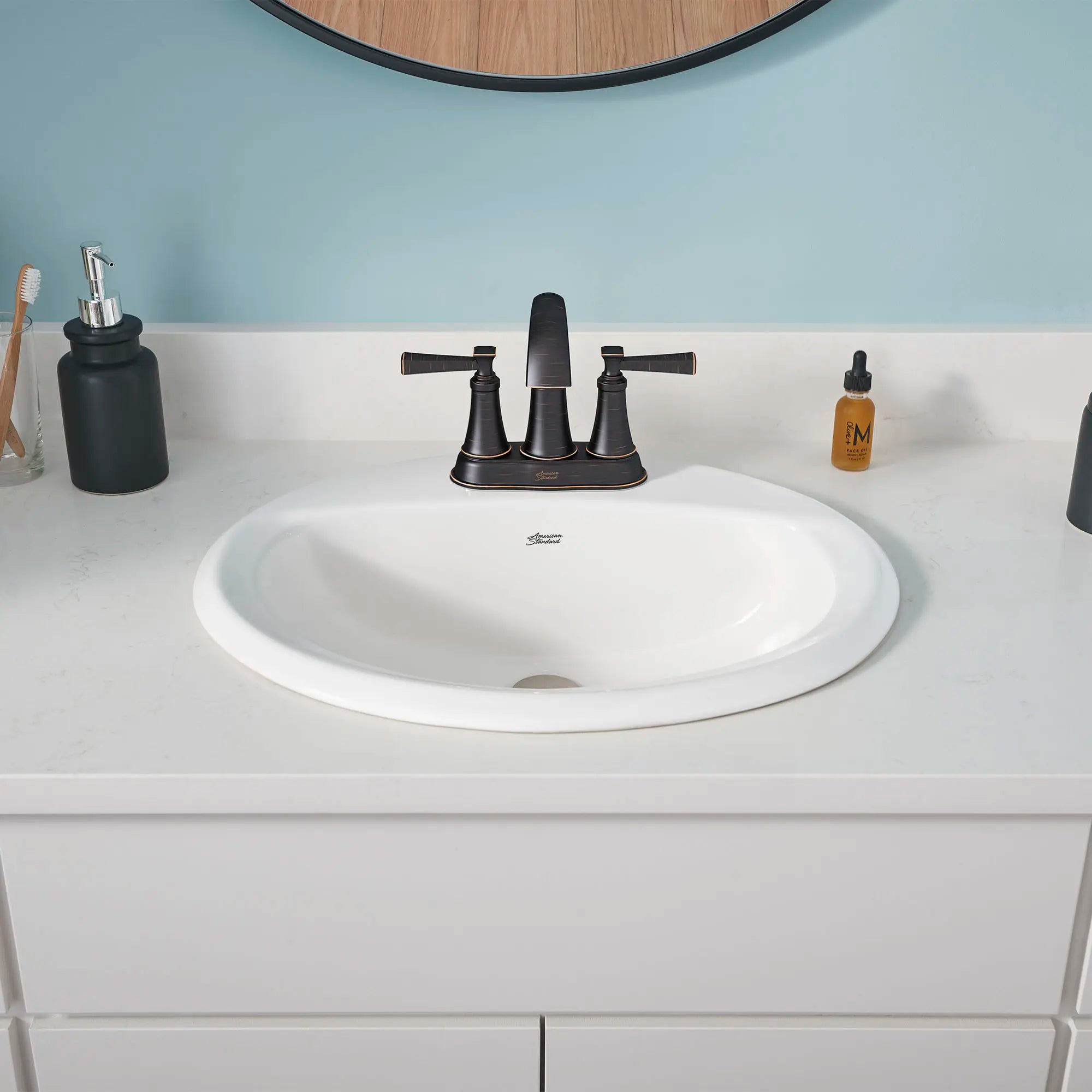 Glenmere 4 Inch Centerset 2 Handle Bathroom Faucet - 1.2 GPM/4.5 LPM Water-Saving Design with Lever Handles - Perfect for Small Bathrooms, Powder Rooms & Vanities