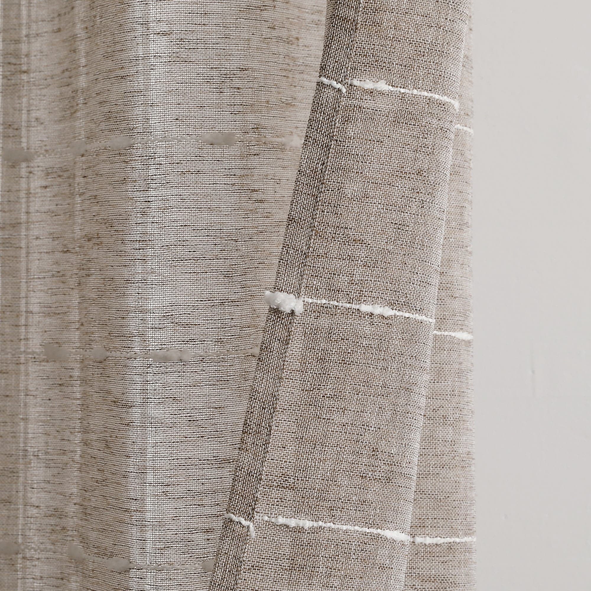 Farmhouse Style Textured Grommet Sheer Window Curtain Panels - Light Filtering Semi-Transparent Drapes for Living Room, Bedroom & Kitchen - Set of 2 Panels (84 Inches Long)