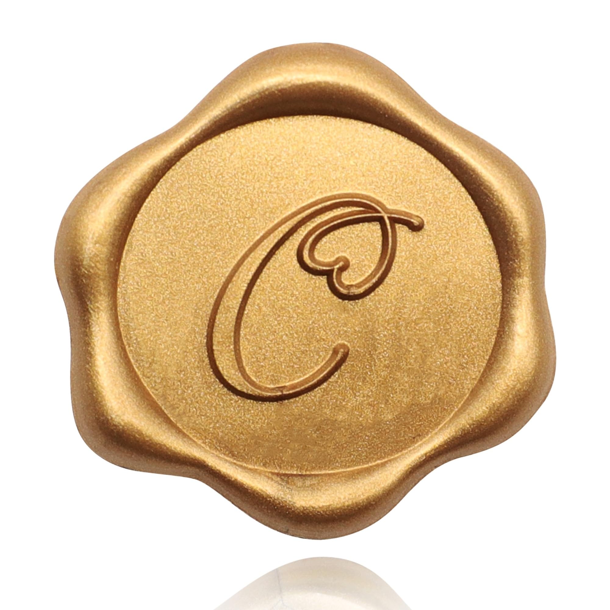 SWANGSA 100 Pack Antique Gold Heart Design Letter C Wax Seal Stickers - Self-Adhesive Wax Seals for Wedding Invitations, Party Envelopes, Greeting Cards & DIY Scrapbooking