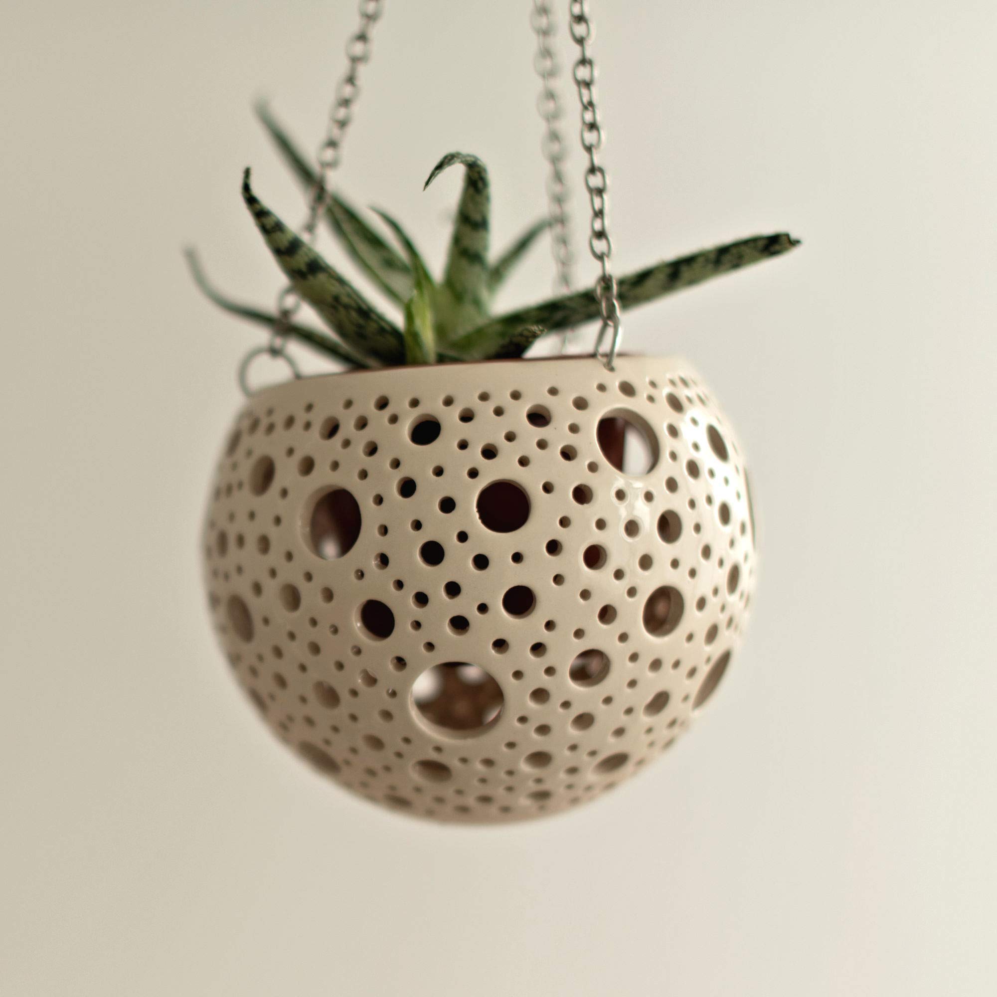 Ceramic Hanging Flower Planters with Bubble Design - Decorative Wall Pots for Indoor Plants or Tealight Candle Holders - Perfect for Home, Garden, and Wedding Decor