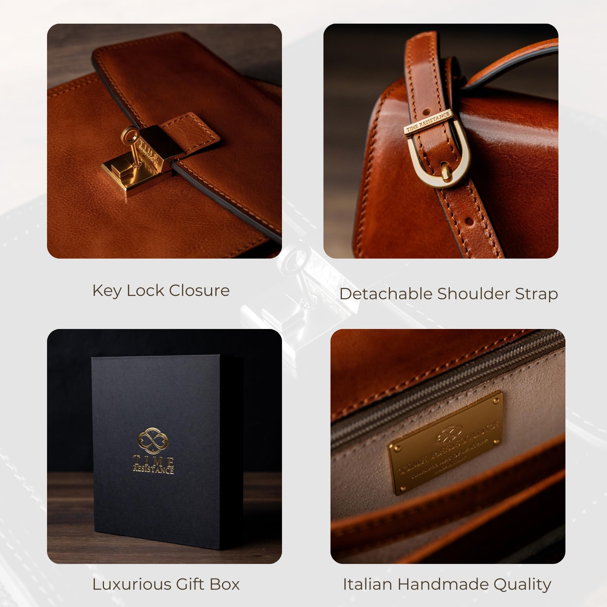 Premium Italian Leather Messenger Bag for Men - Durable Crossbody Briefcase with Time Resistance - Includes Gift Box - Perfect for Business, Travel & Daily Commute