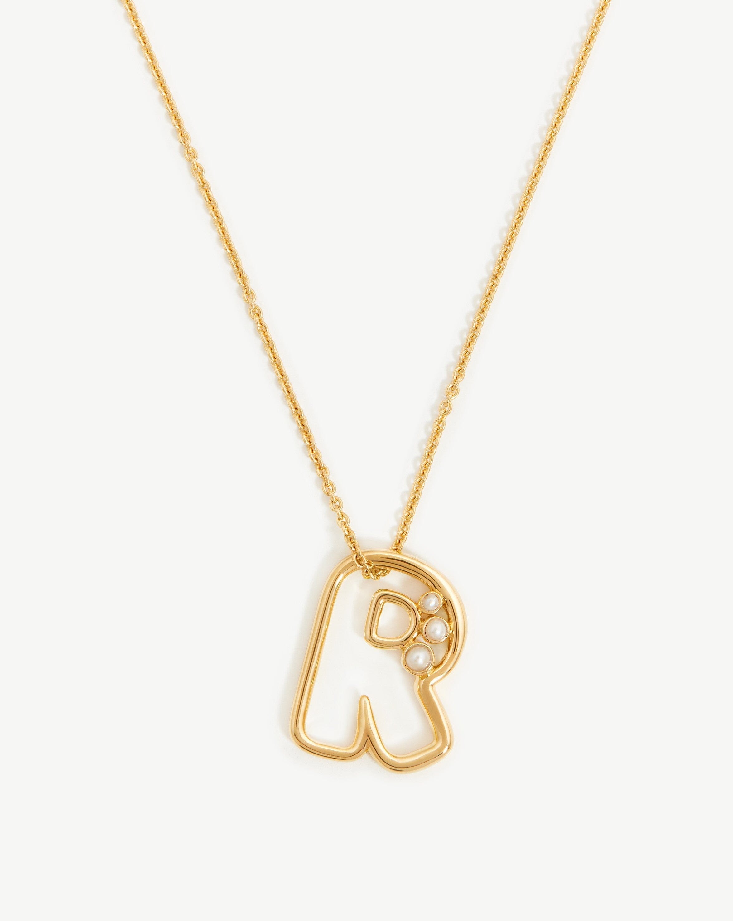 Chubby Pearl Initial Pendant Necklace - Personalized Letter R | 18K Gold Vermeil & Freshwater Pearl Jewelry for Women - Perfect Gift for Birthday, Anniversary & Valentine's Day