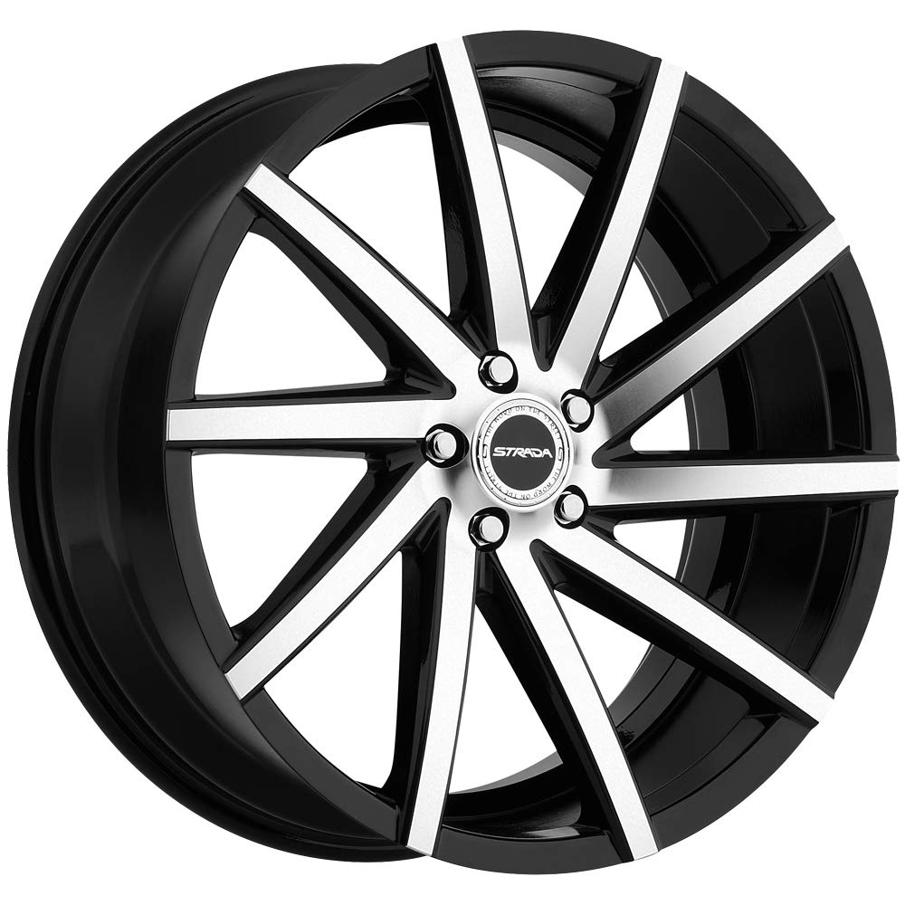 STRADA SEGA Custom Alloy Wheels - 22x9, 35 Offset, 5x120.65 Bolt Pattern, 72.6mm Hub - Gloss Black with Machined Face Rims for Trucks & SUVs | Perfect for Off-Roading, Street Performance & Custom Builds