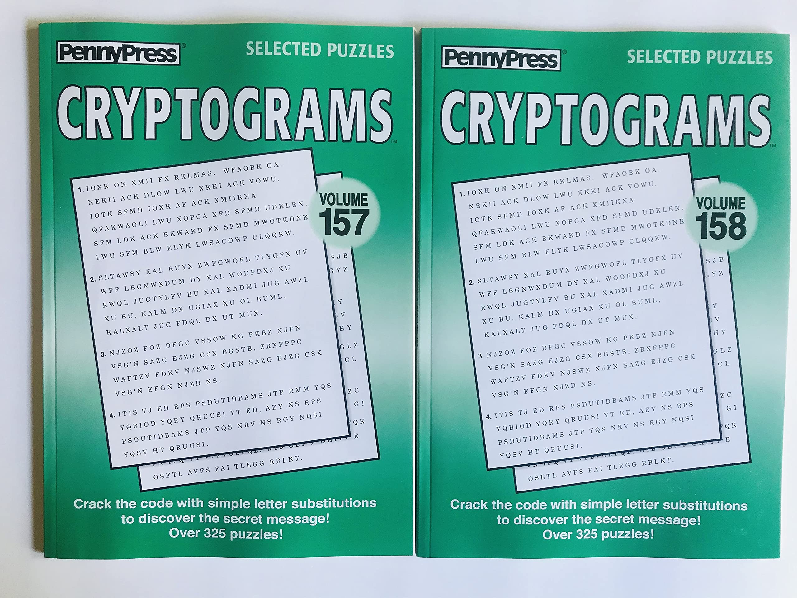CRYPTOGRAMS Word Games PUZZLES - Issues 157 & 158 from Penny Press Selected Puzzle Series | Fun Brain Teasers for Adults & Puzzle Lovers