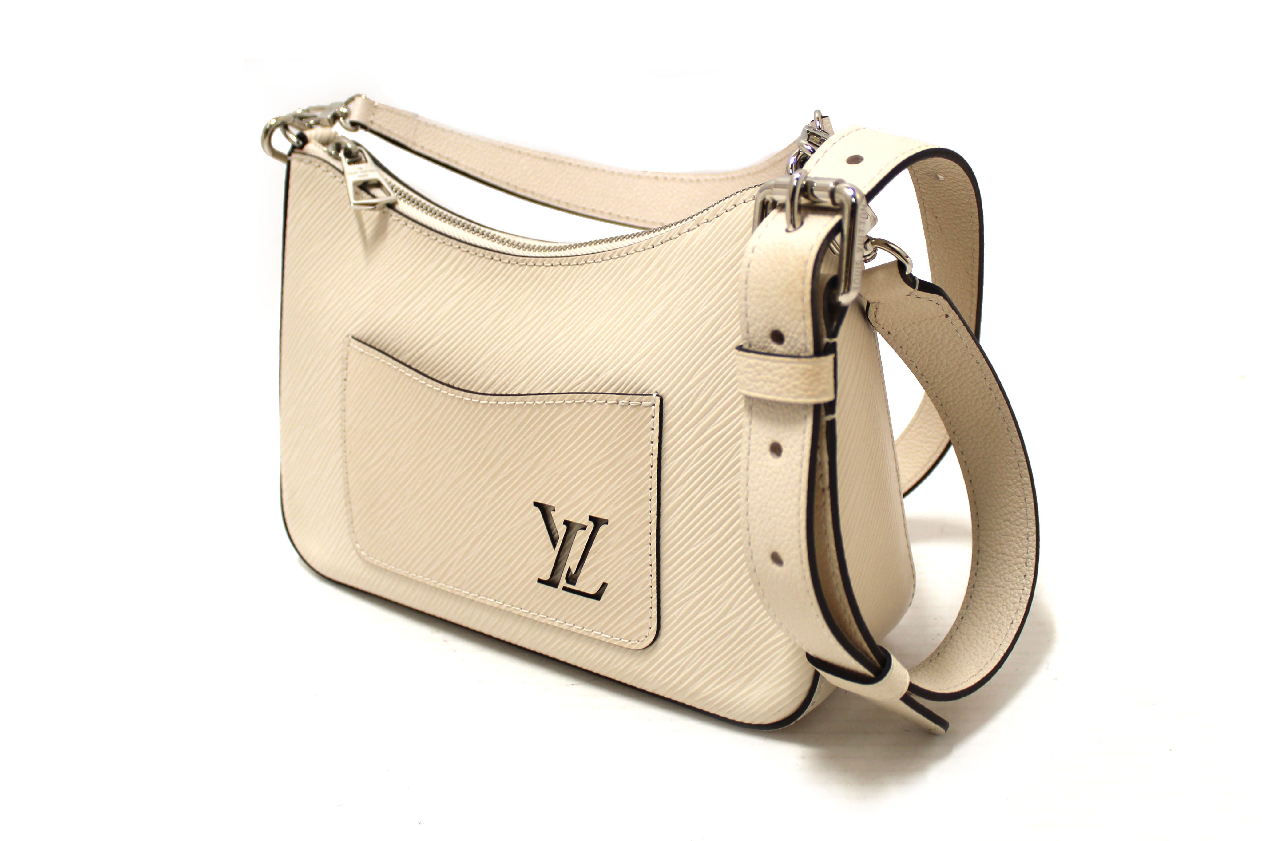 Authentic Louis Vuitton White Epi Leather Marelle Crossbody Bag - Luxury Designer Shoulder Bag for Women, Perfect for Work, Travel & Everyday Use