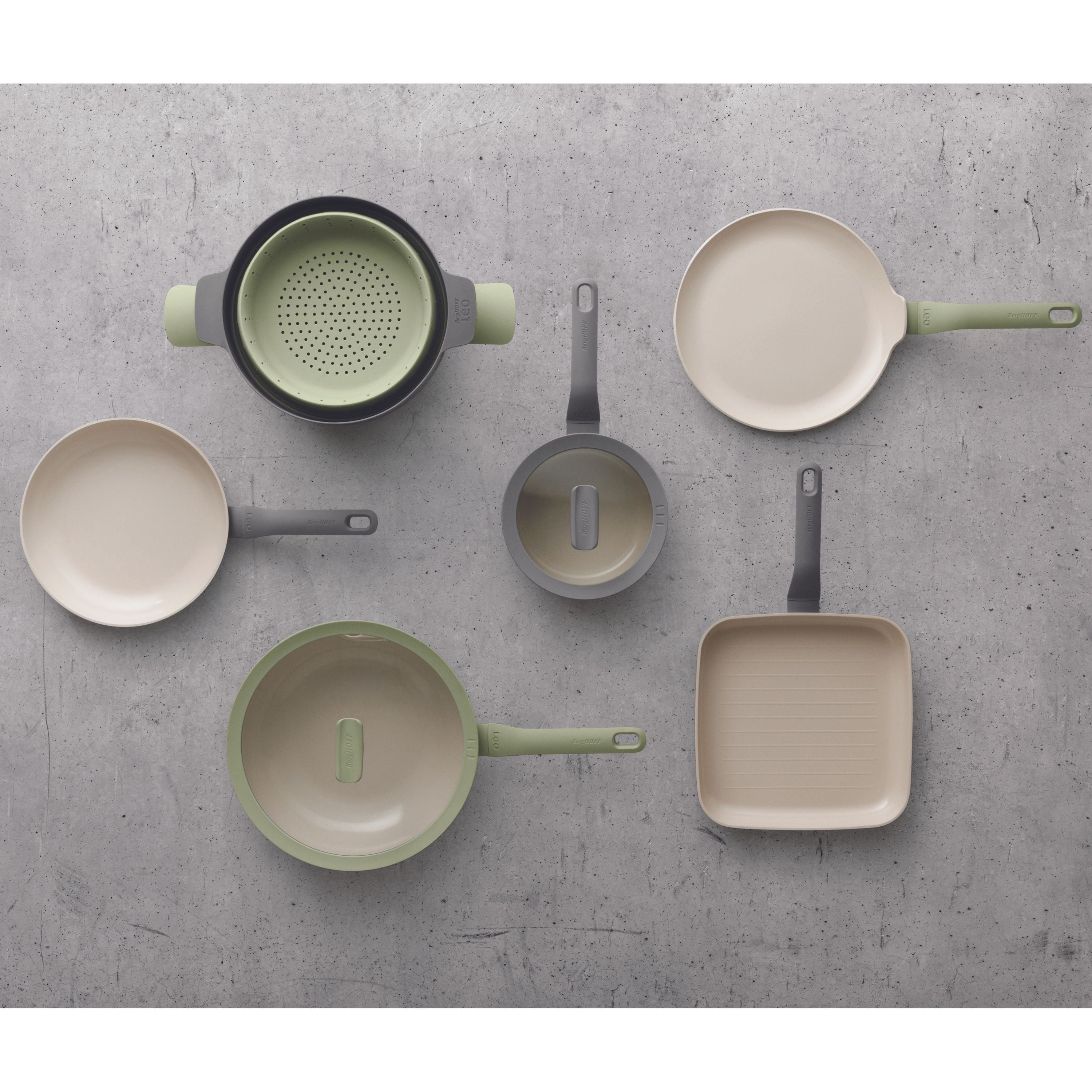 BergHOFF Balance 8-Inch Nonstick Ceramic Frying Pan - Eco-Friendly Recycled Aluminum Cookware - Perfect for Sauteing, Frying & Healthy Cooking - Sage Green