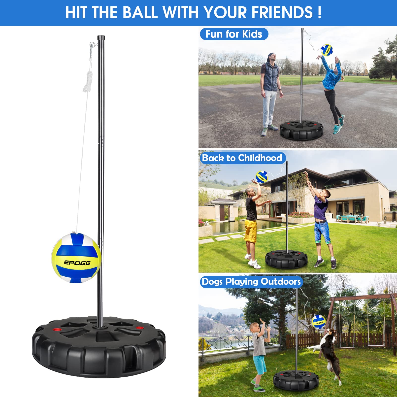 Premium Tetherball Set with Ball, Rope, Pump & Stakes - Heavy Duty Portable Outdoor Game for Backyard, Lawn, Beach & Park - Fun Family Activity for Kids & Adults - Perfect for Summer Parties, Picnics & School Playgrounds
