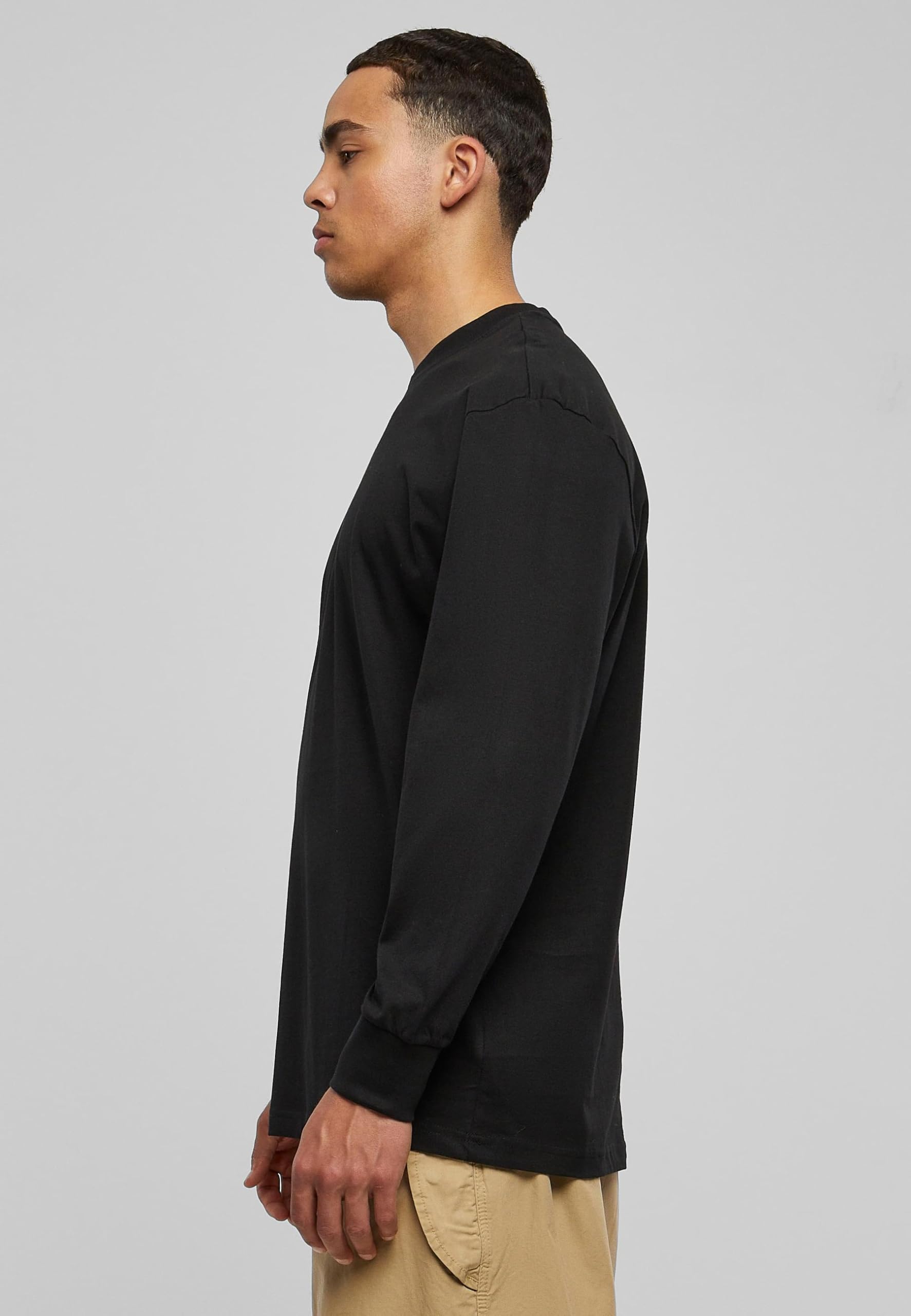 XXL Black Long Sleeve Tall Tee for Men - Comfortable Oversized Fit for Casual Wear, Street Style & Layering