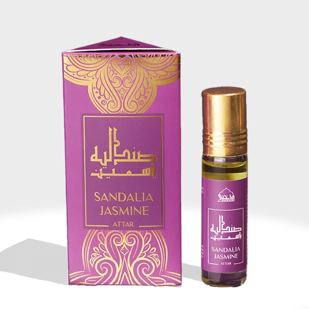 Pure Jasmine Attar Oil Roll-On Perfume for Men & Women - 100% Natural Arabic Ittar, Sandalwood & Chandan Fragrance - Vegan Islamic Perfume Oil for Eid, Ramadan Gifts, Daily Wear & Spiritual Use
