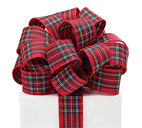 Red Tartan Plaid Ribbon #9 - Premium Grosgrain Ribbon for Gift Wrapping, Crafts & DIY Projects