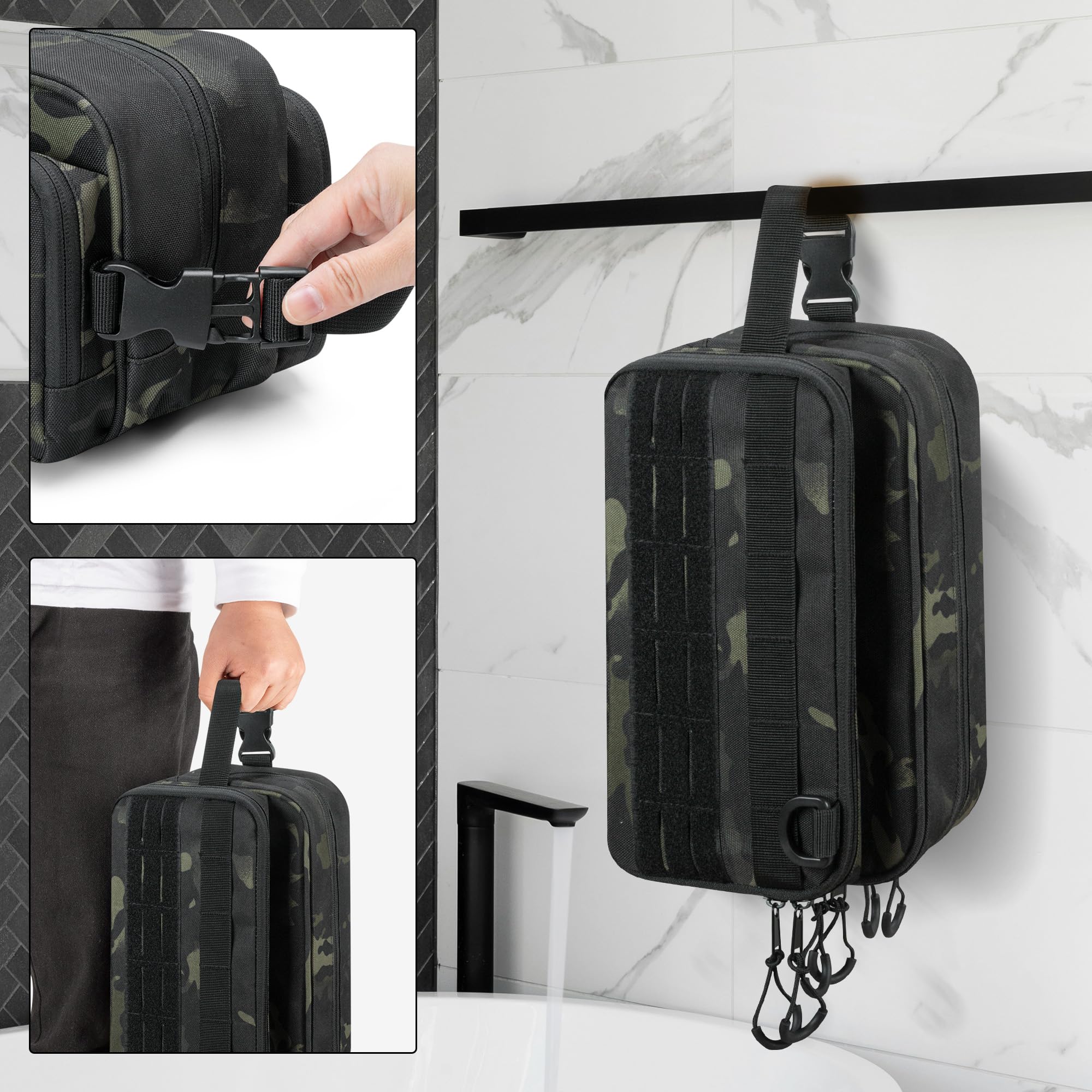 **Tactical Toiletry Travel Bag for Men - Waterproof Dopp Kit Shaving Organizer Case with Camo Design - Perfect for Camping, Gym & Business Trips (Empty Bag Only, Patent Design)**
