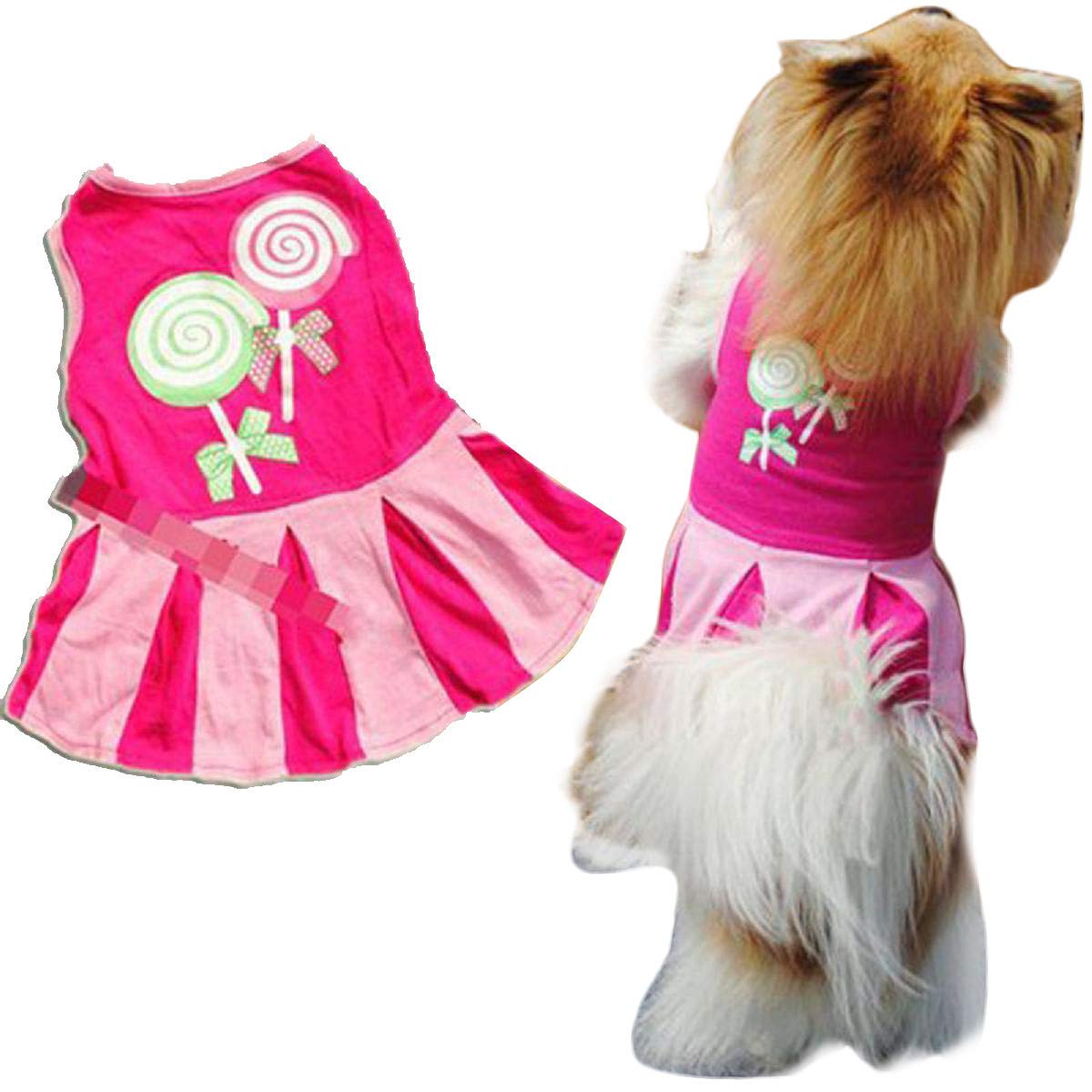 Howstar Small Dog Shirt - Cute Printed Puppy Vest & Lace Dress for Cats & Dogs (XS, Pink 3) | Perfect for Pet Parties, Photo Shoots & Daily Wear