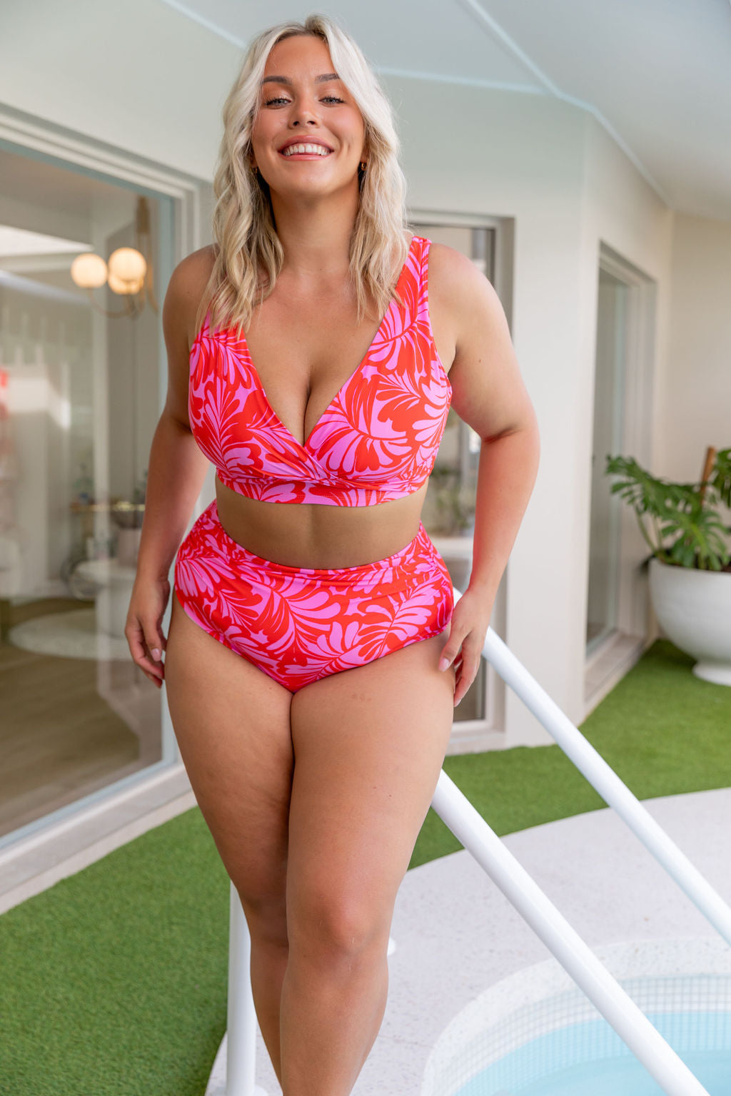 Burleigh Pink Jungle Bikini Top - Women's Swimwear for Beach, Pool & Summer Vacations