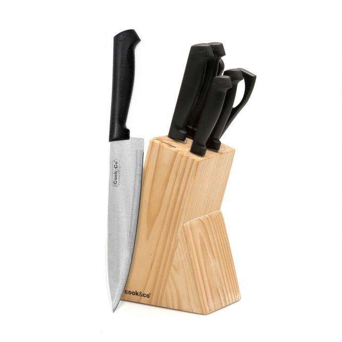 BergHOFF 7-Piece Ergonomic Stainless Steel Knife Set with Block - Perfect for Home Kitchen, Cooking, and Food Prep