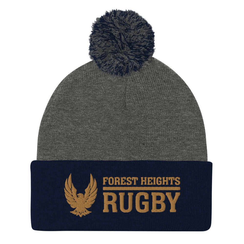 GHFH Rugby Pom Beanie - Warm Winter Knit Hat for Men & Women - Perfect for Rugby Games, Outdoor Sports & Cold Weather Activities