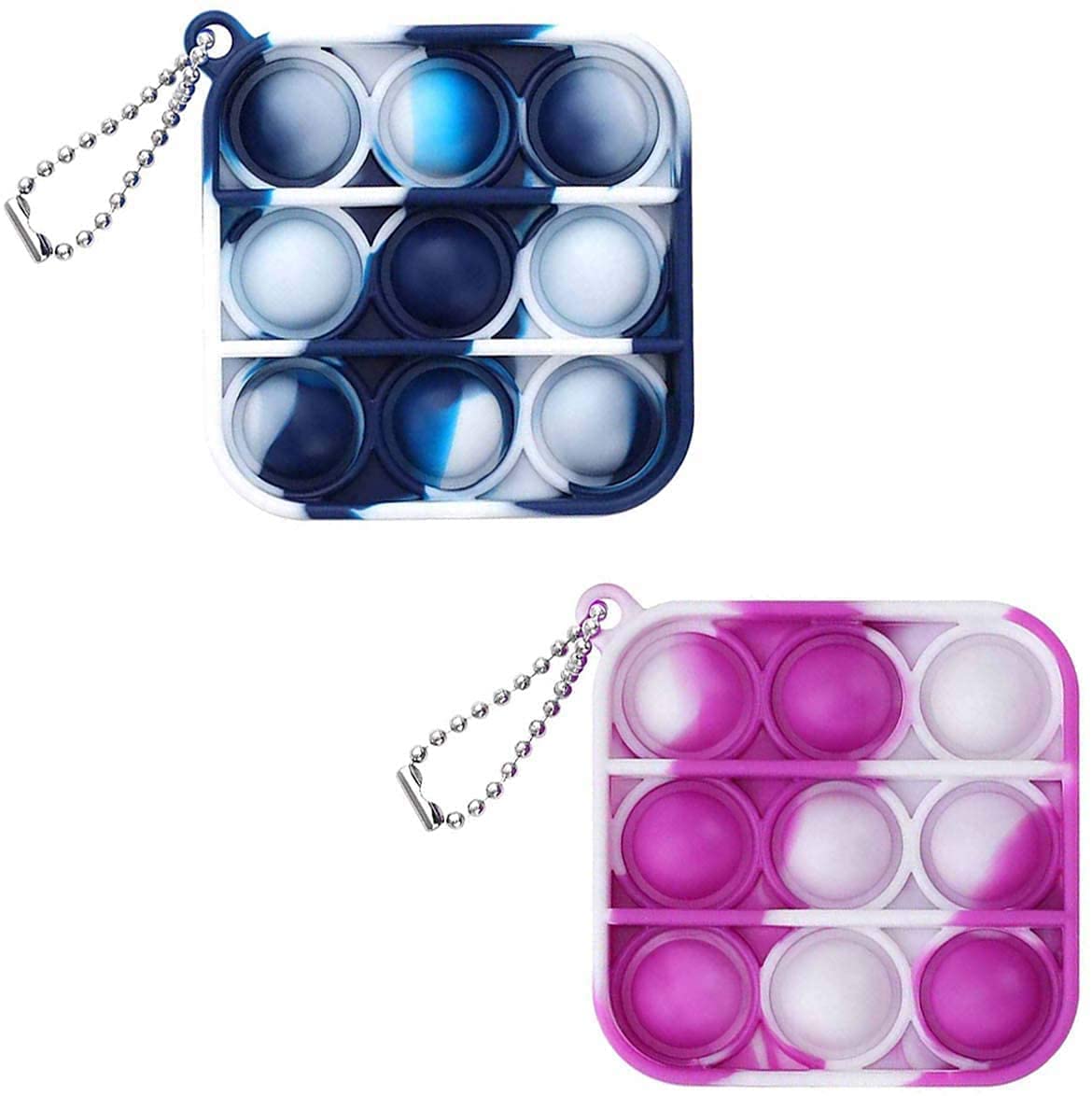 2 Pack Mini Keychain Fidget Sensory Toys - Stress Relief & Anti-Anxiety Toys for Kids & Adults | Perfect for Classroom Prizes, Birthday Party Favors, Goodie Bags & Holiday Gifts | Portable Sensory Fidget Toys for ADHD, Autism & Anxiety Relief at Home, School or Office